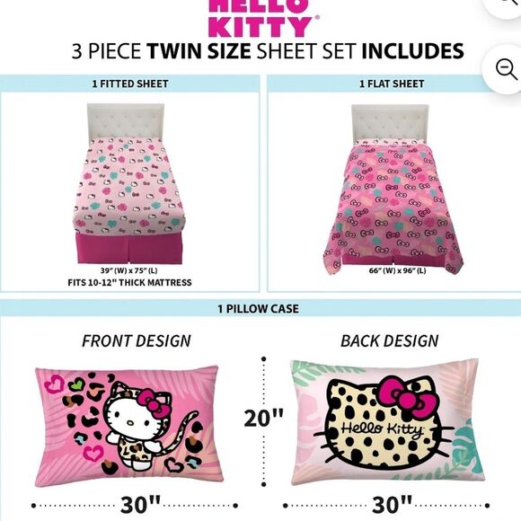Hello Kitty 3-PC Microfiber Twin Sheet Set - Picture 5 of 13